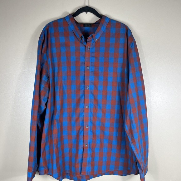 oakley button down long sleeve shirt Orange Blue Plaid XXL - Picture 1 of 3